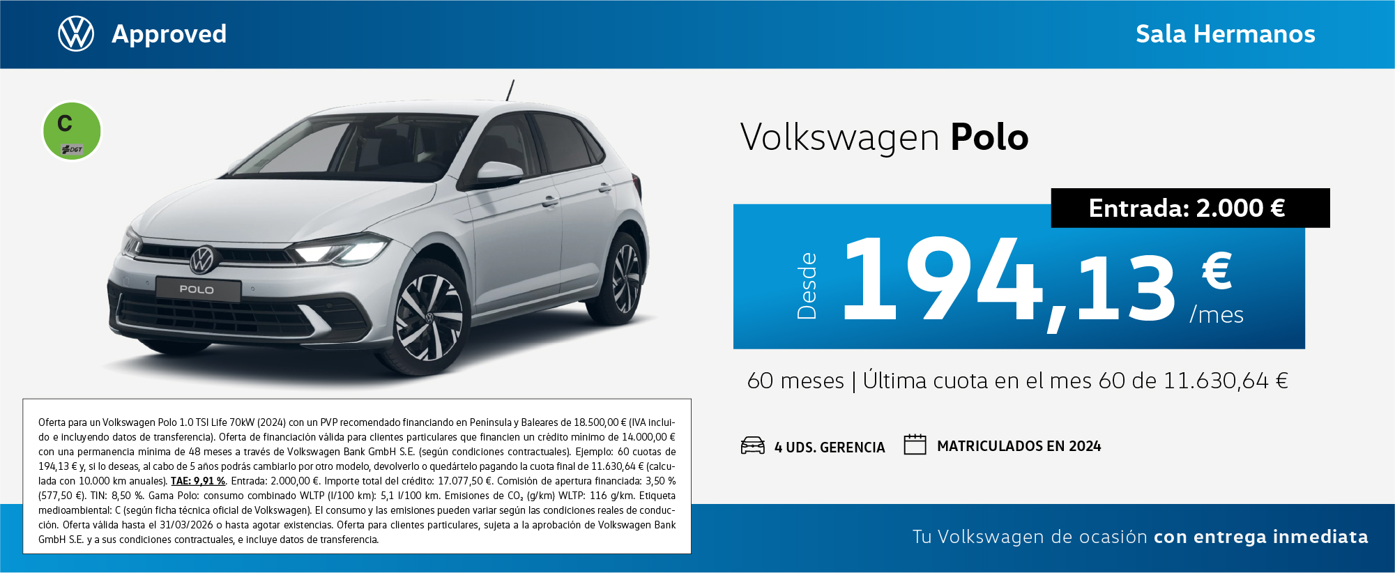 ¡Ocasión! Tu Polo desde 194€/mes*